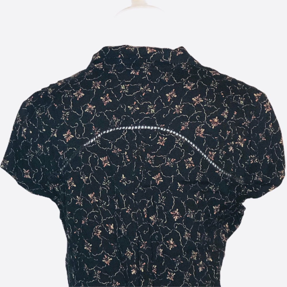 Free People Black Floral Button Front Romper m - Picture 5 of 8